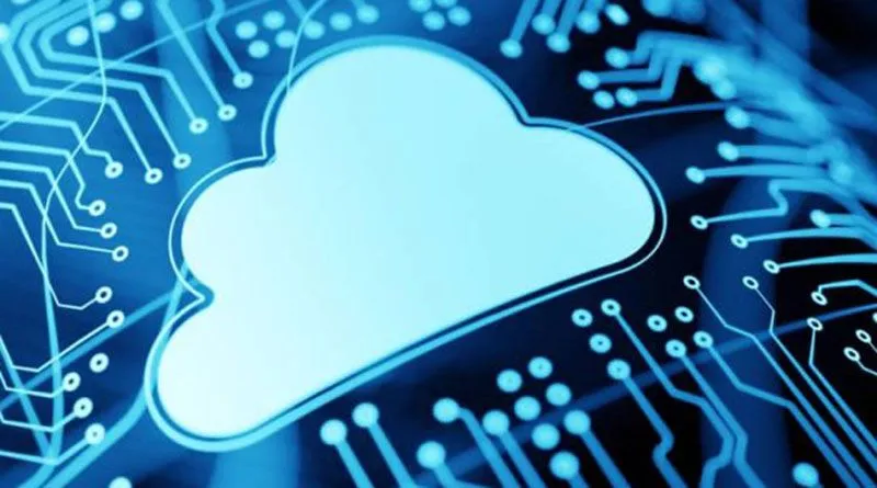 Cloud mit Platinen Hintergund in blau