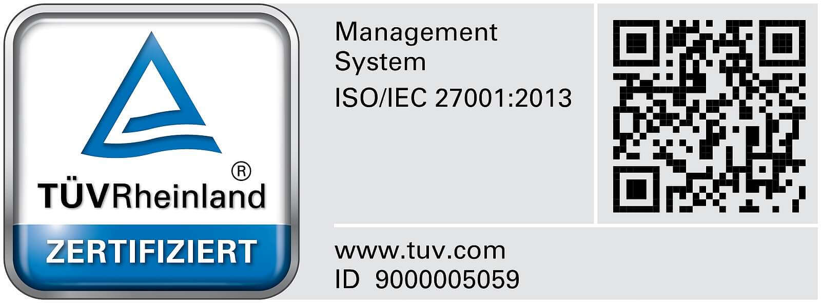 TÜV Rheinland Zertifikat TÜV Rheinland Zertifikat mit QR-Code