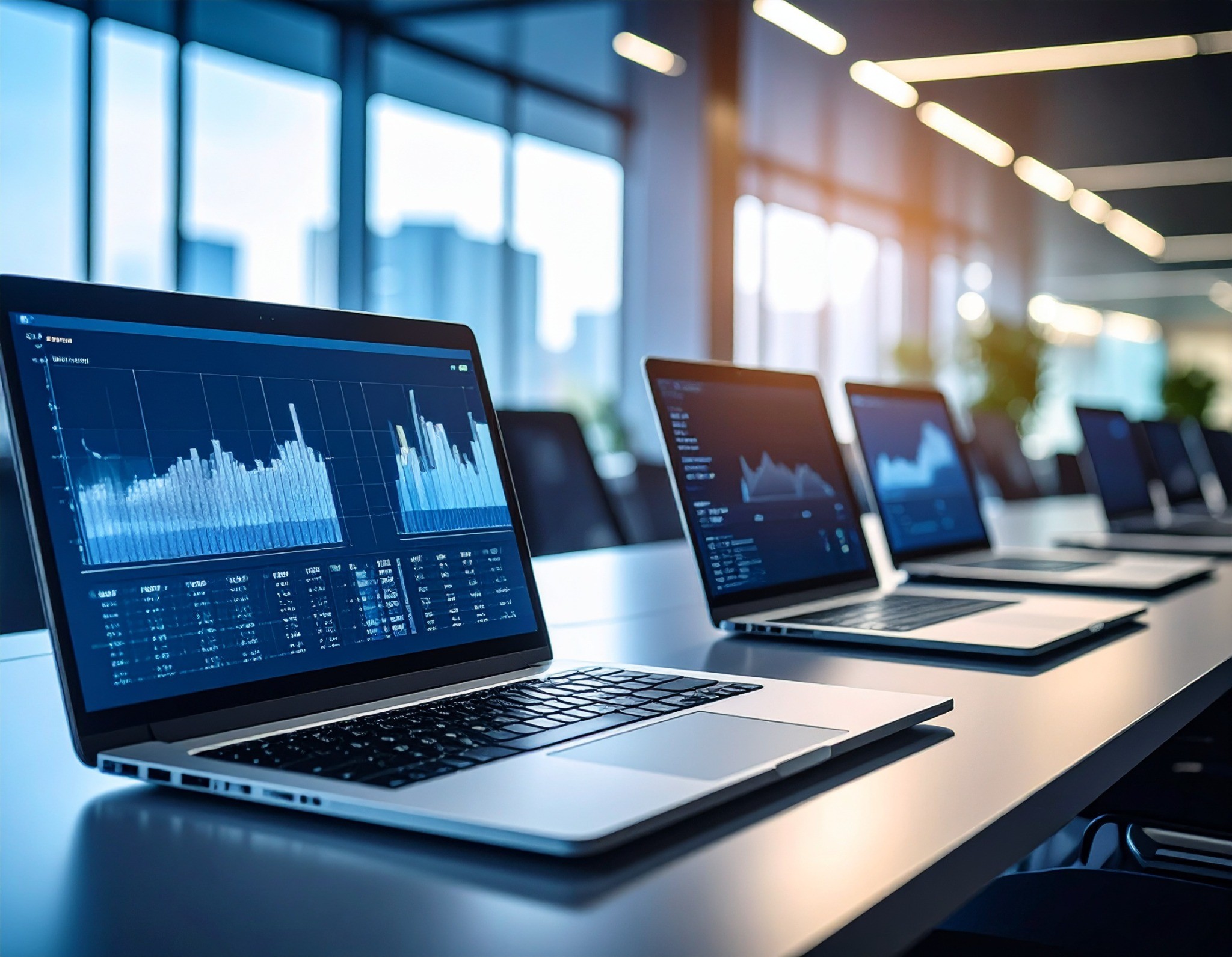 Kompletter IT-Arbeitsplatz mit Monitor, Laptop und Zubehör