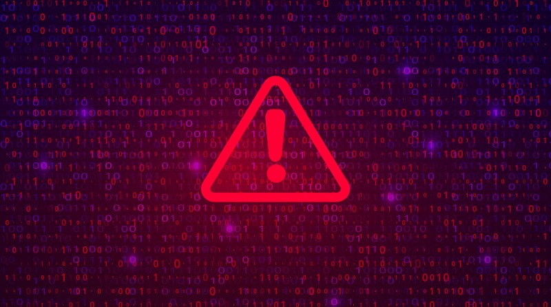 Rotes Warnzeichen vor binärem Code