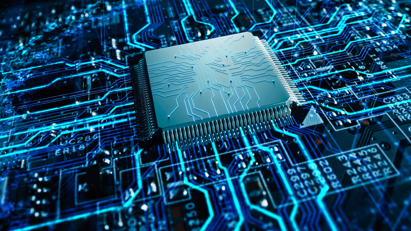 Hypervisor as a Service Prozessor Verbaute Paltine auf Leiterplatte in blauen Farben