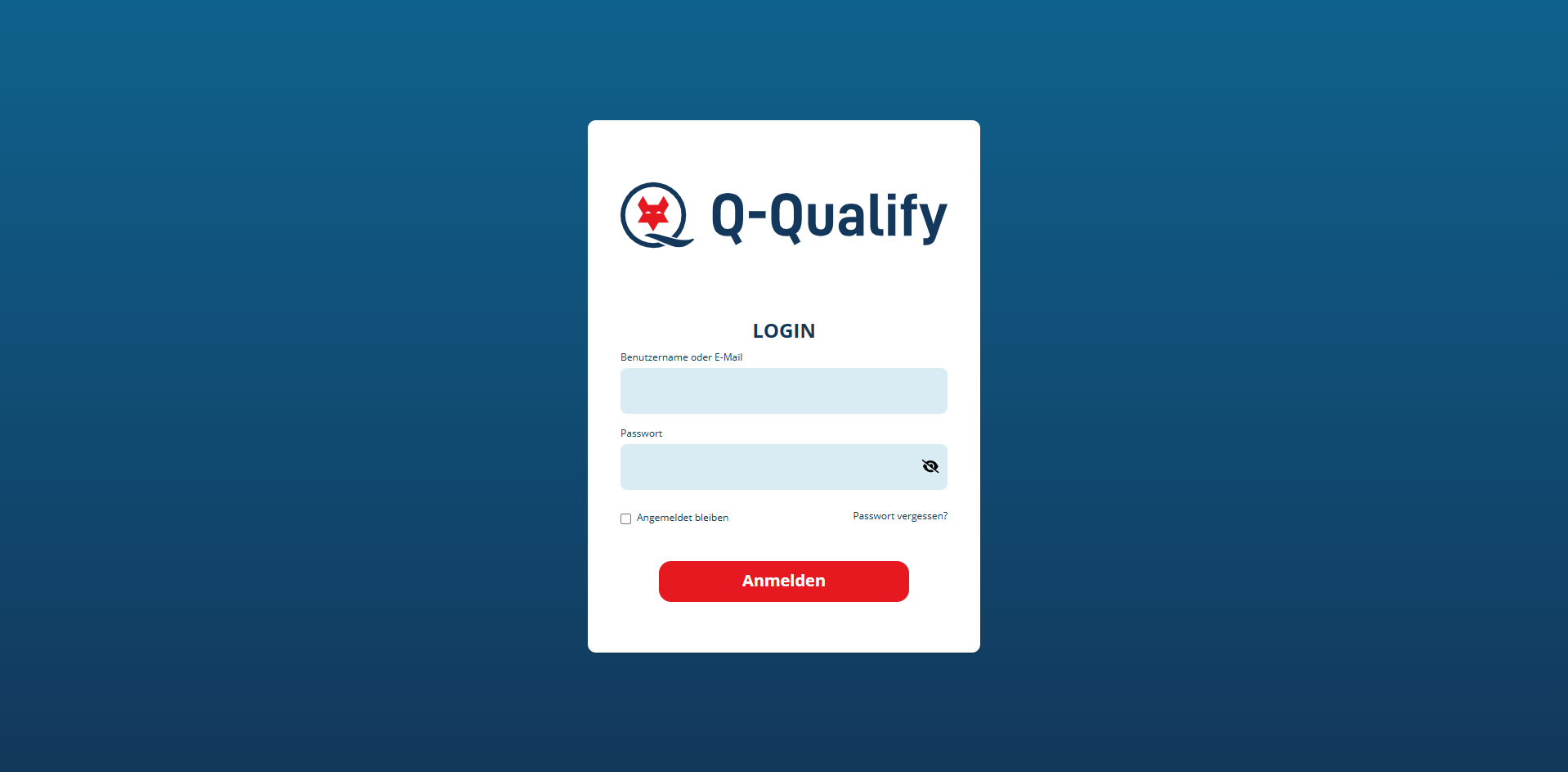 Screenshot Login in Q-Qualify