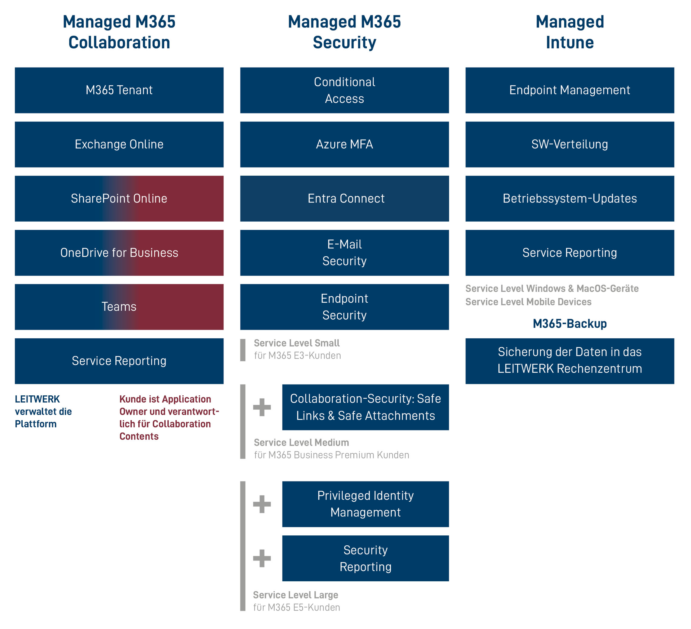 Schema zu den Managed M365 Services der LEITWERK AG