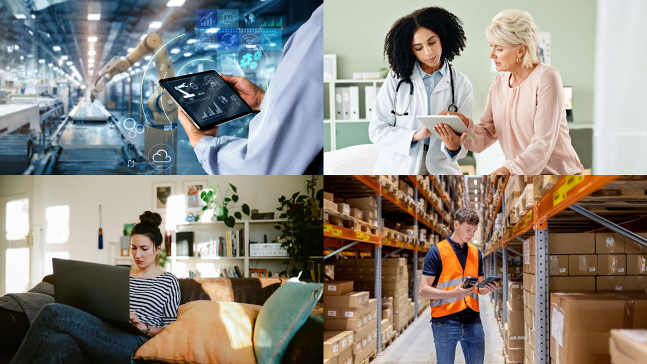 4 Bilder von Abwendungsbereichen des Modern Workplace
