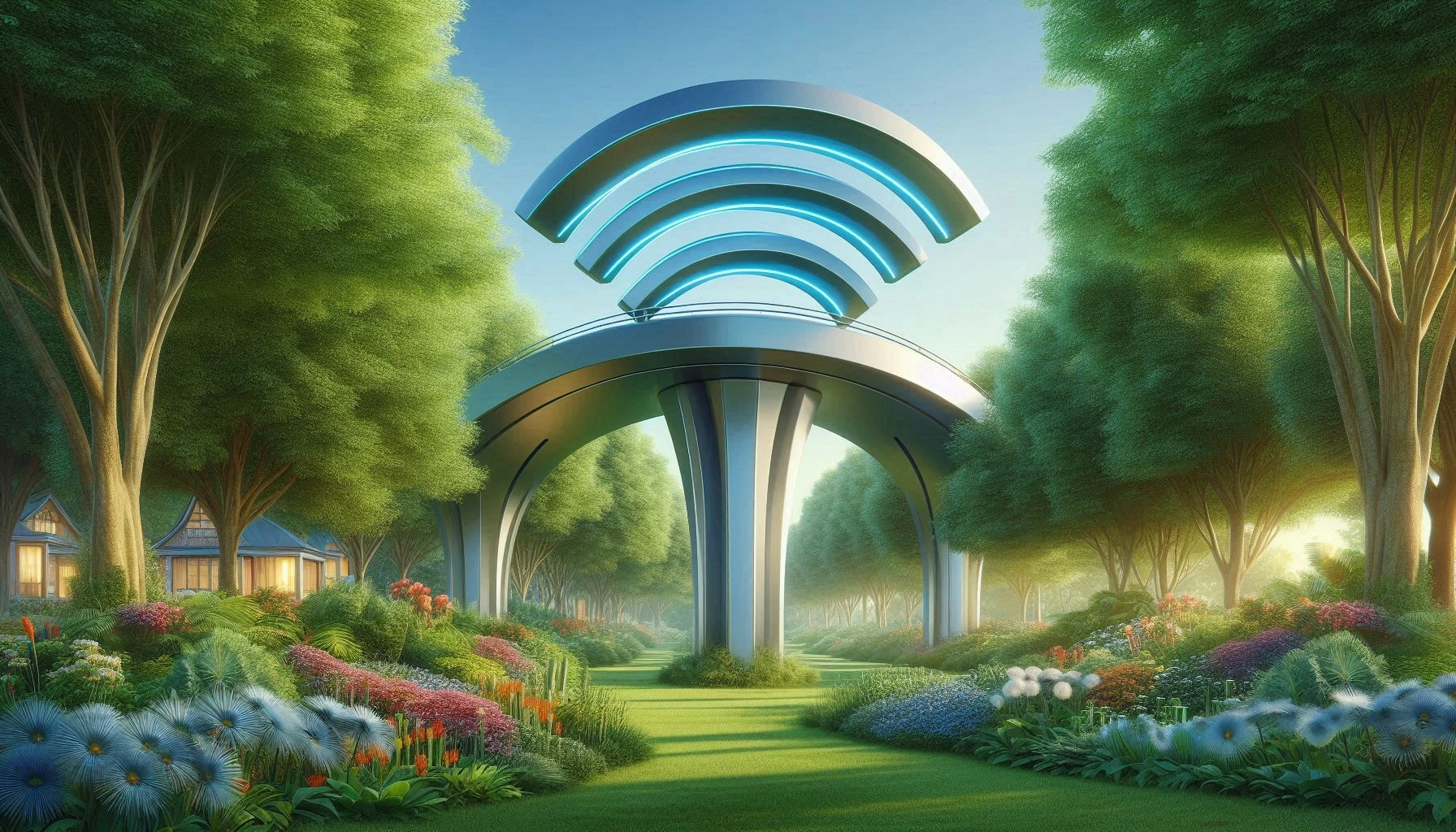 Großes WLAN Symbol in einer Naturlandschaft