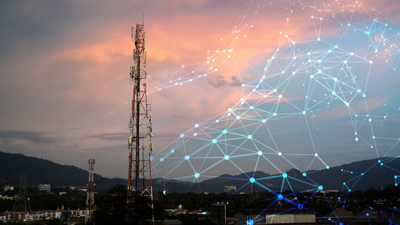 Richtfunkmasten mit einem Vernetzten Netz