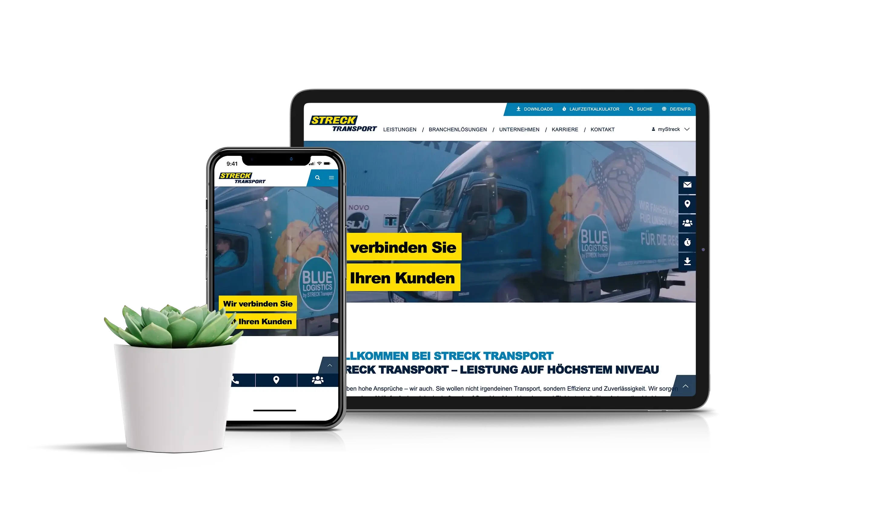 Das sagt der Kunde: Webdesign Mockup STRECK Webseite STRECK Webdesign auf Tablet und Smartphone