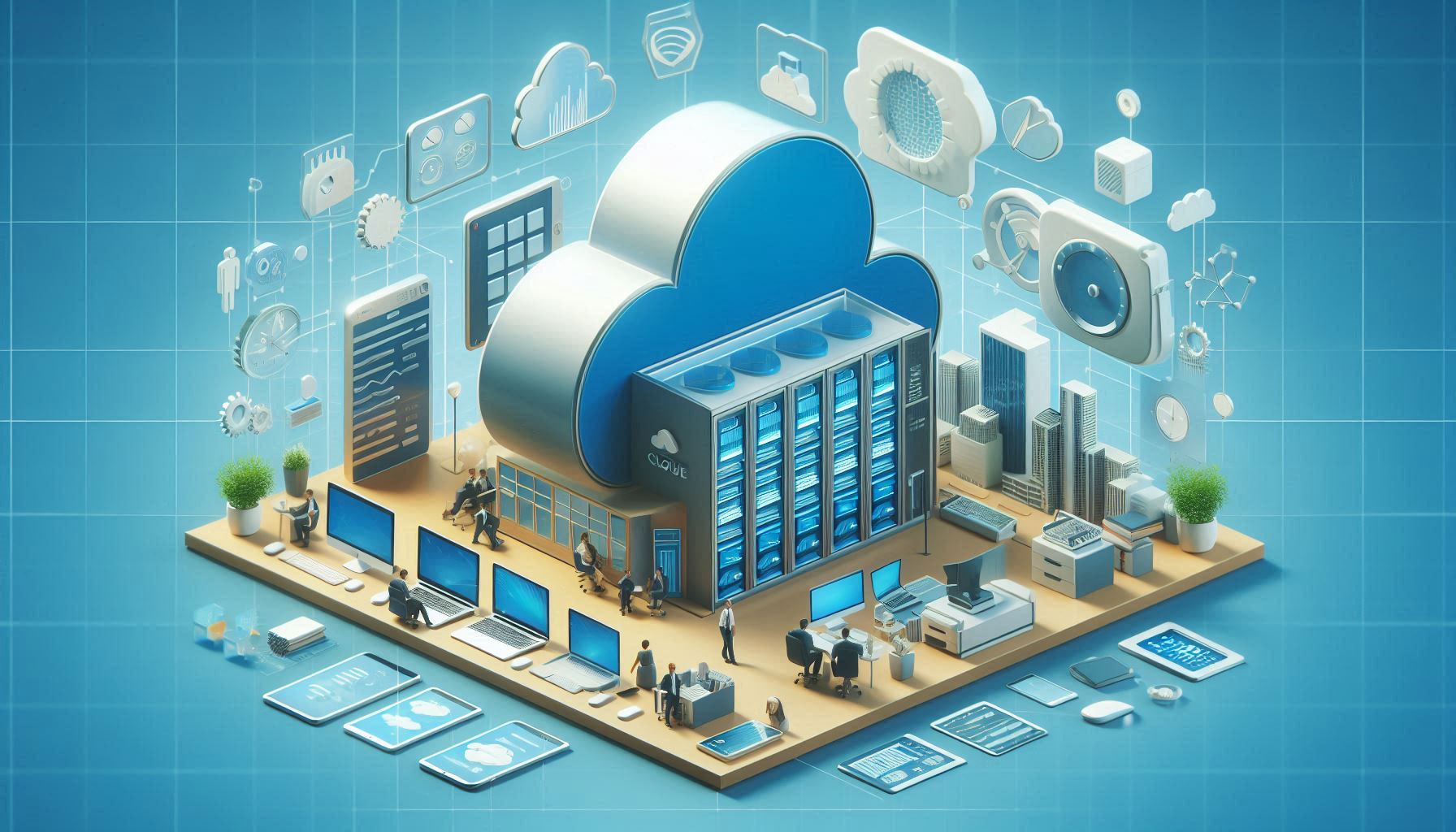 Visualisierung eines Office mit Cloud