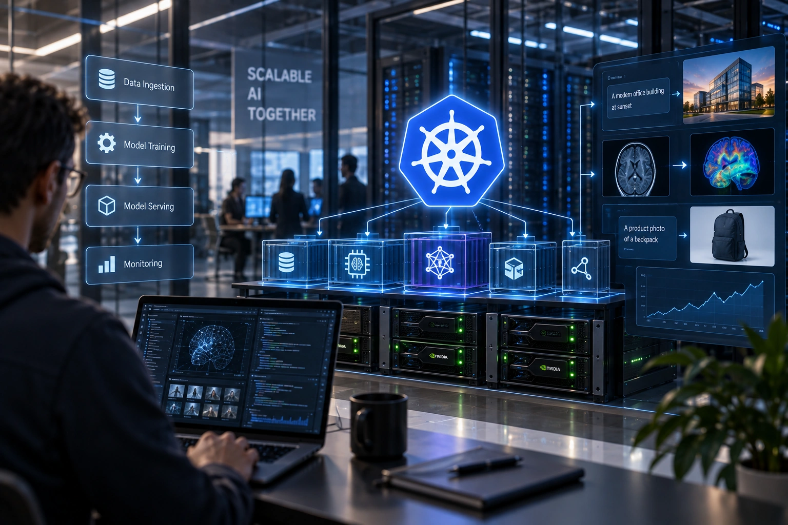 Mitarbeiter verwaltet  Kubernetes für KI-Anwendungen und LLMs
