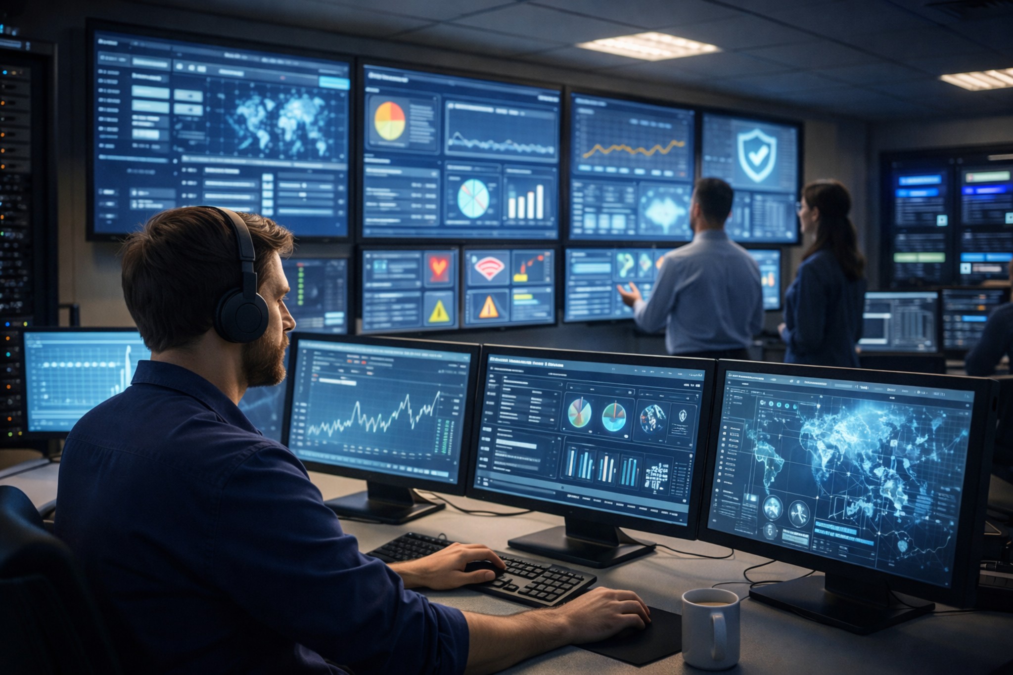 Ein Mitarbeiter beim IT Monitoring