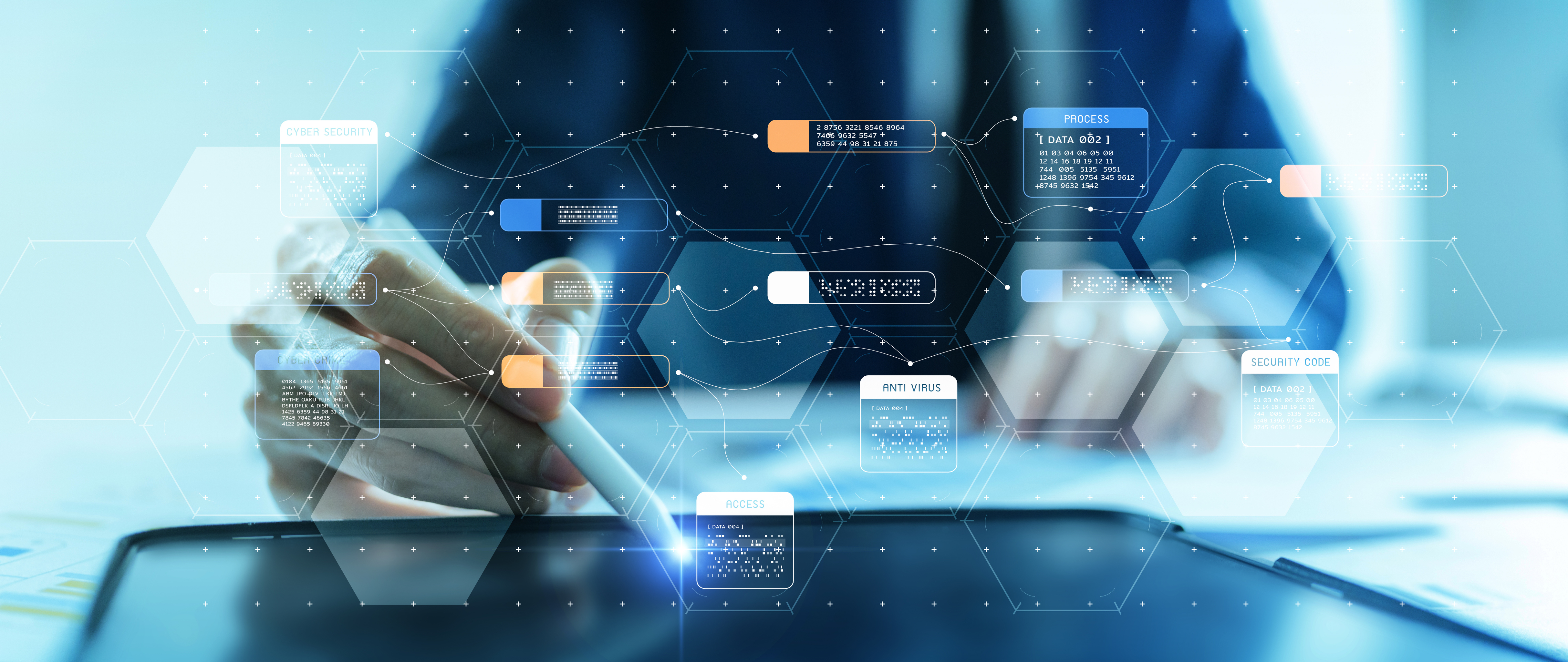 ELO ECM Suite Person mit Eingabestifte sitzt vor virtuellem Screen
